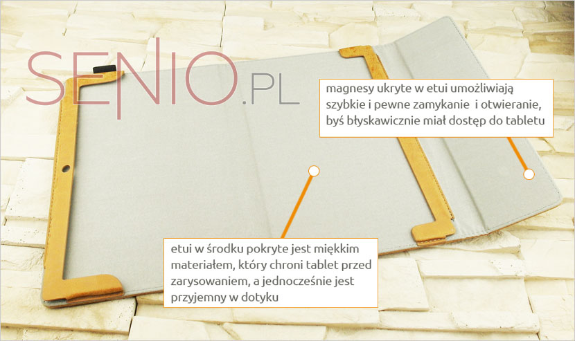 etui na tablet z eko-skóry Lenovo Yoga Book 10.1 z możliwością włożenia z klawiaturą