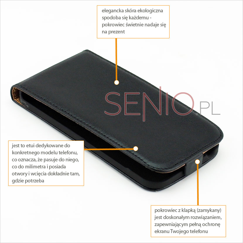 Futerał z eko-sk&oacute;ry do telefonu HTC Desire 616