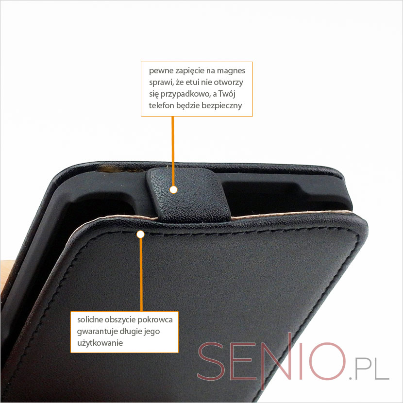 Etui z solidnymi przeszyciami zapinane na magnes