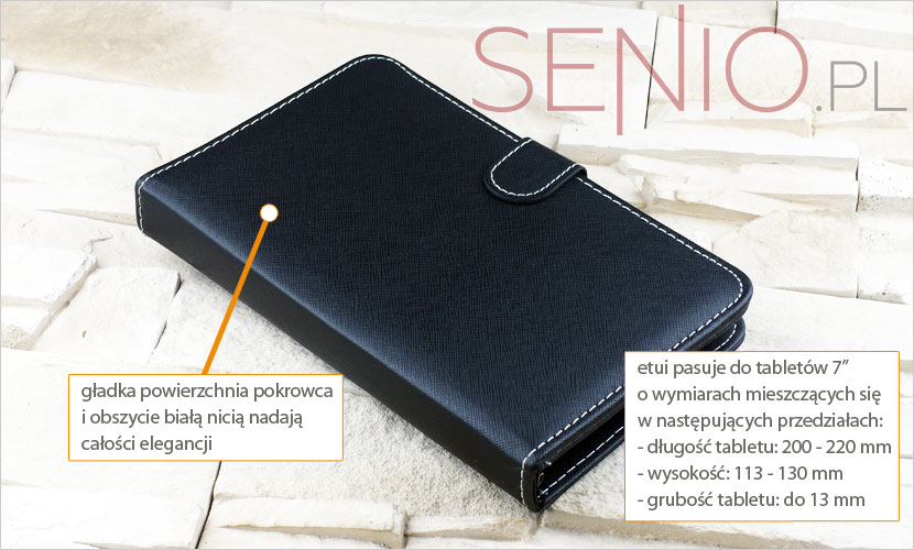 Eleganckie czarne etui do tabletu 7 calowego