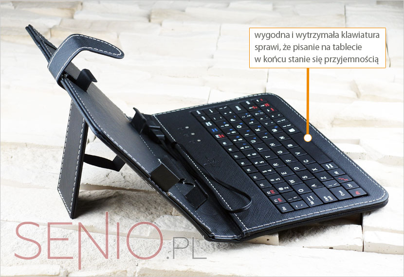 Etui książkowy  z klawiaturą do tabletu o przekątnej 8 cala