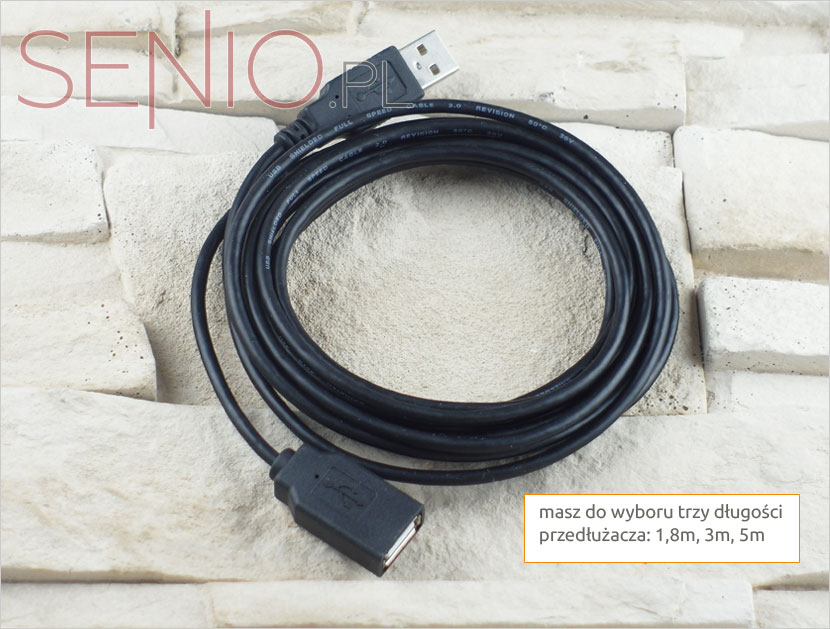 Przedłużacz kabla USB 1,8m, 3m, 5m