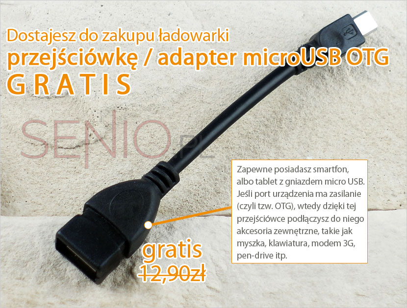 Przejściówka kabel na wejście micro usb do telefonu lub tabletu