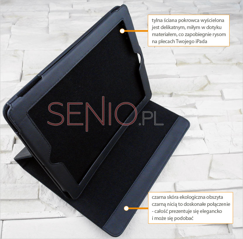 Eleganckie, miłe w dotyku z delikatnym materiałem pokrowiec na tablet