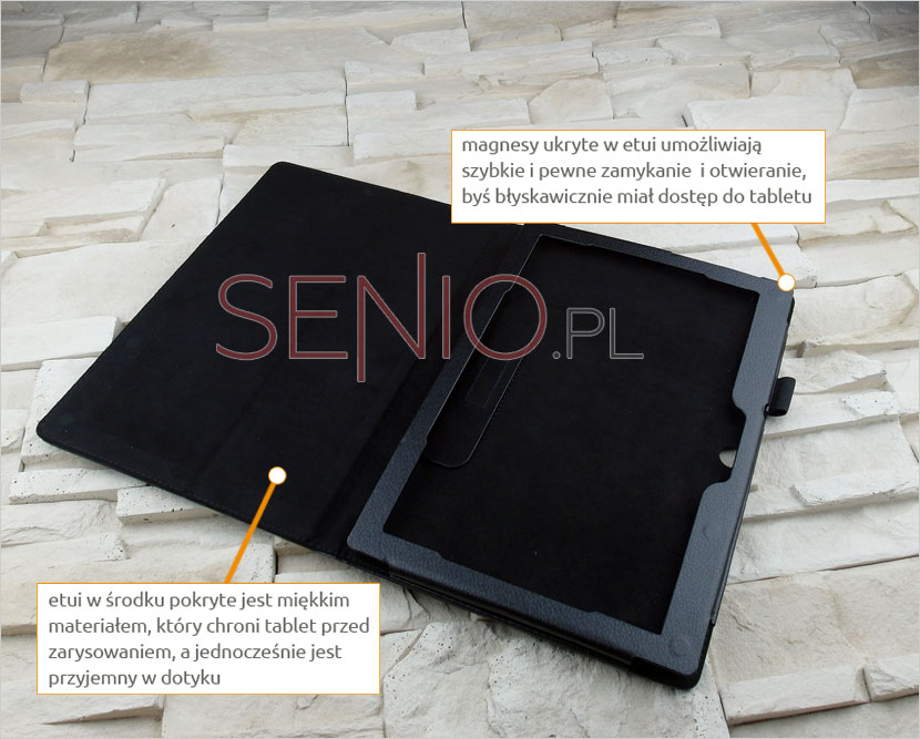 Środek pokrowca pokryty miękkim materiałem typu zamsz