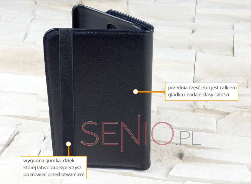 Etui w kolorze czarnym z eleganckiej eko sk&oacute;ry