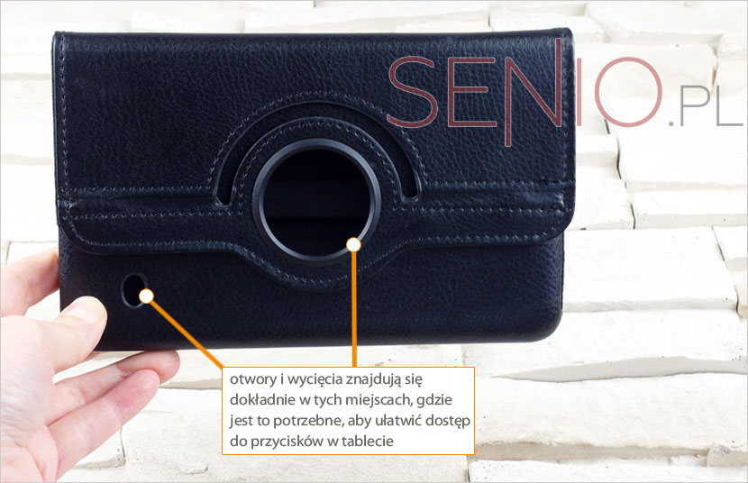 Wyprofilowane otwory w pokrowcu na tablet Samsung Galaxy Tab 4 7.0 (T230)