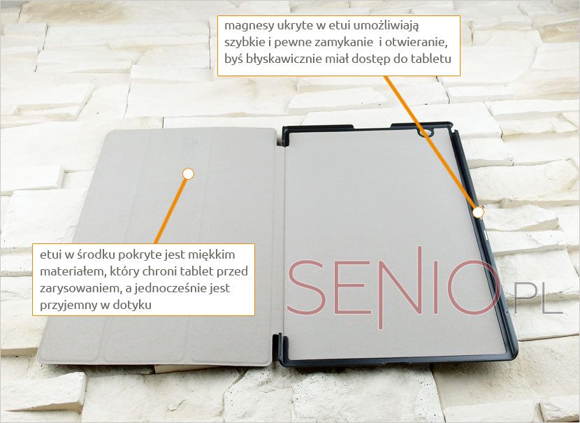 Środek pokrowca wykonany z miękkiego materiału typu zamsz