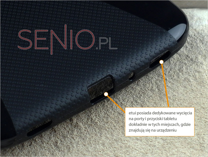 Silikonowy pokrowiec z dedykowanymi wyprofilowanymi otworami na porty do tabletu Samsung Galaxy Tab 3 7.0 