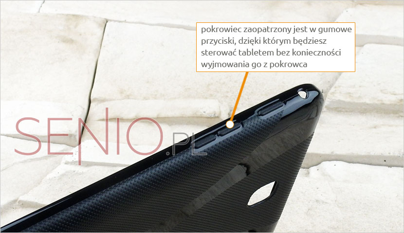 Gumowe przyciski w pokrowcu zapewniające swobodne korzystanie z tablet u Samsung Galaxy Tab 4 7.0 (T230 / T235)