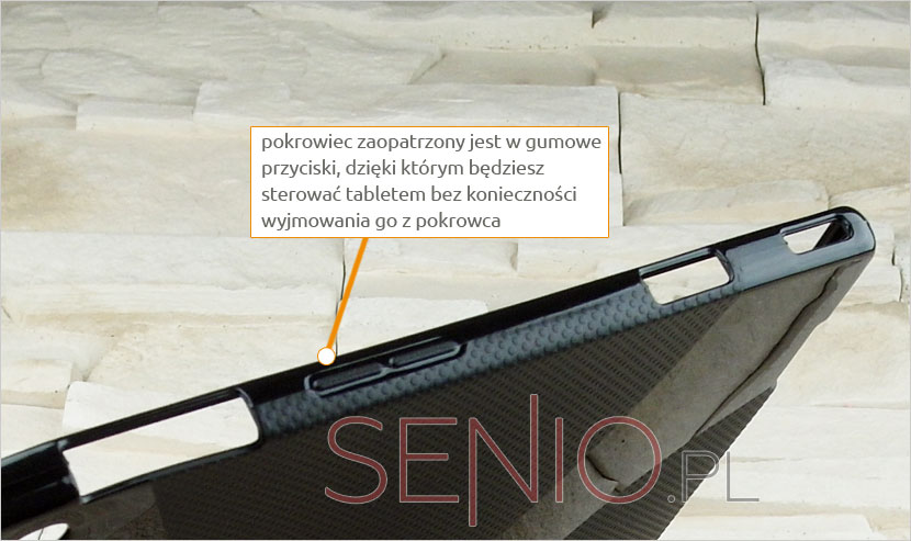 Gumowe przyciski w etui silikonowym dedykowanym do tabletu Sony Xperia Z1 10.1
