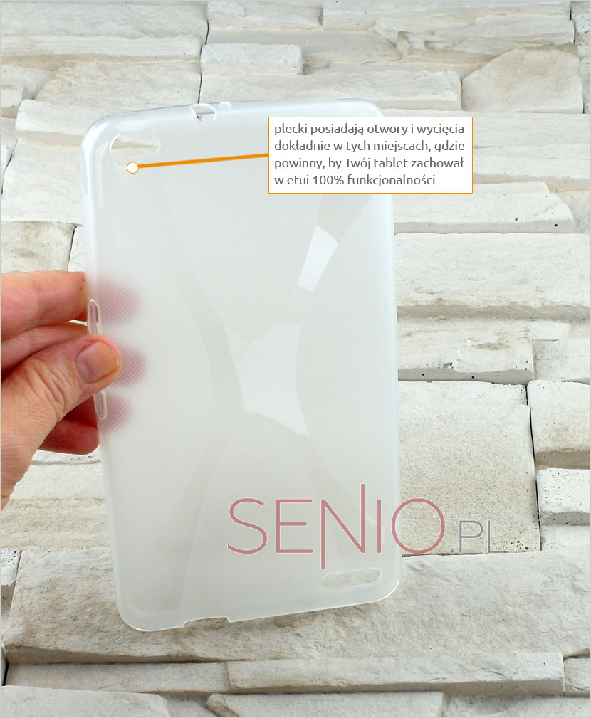 Placki pokrowca wyposażone w wyprofilowane otwory na tablet Huawei MediaPad X1